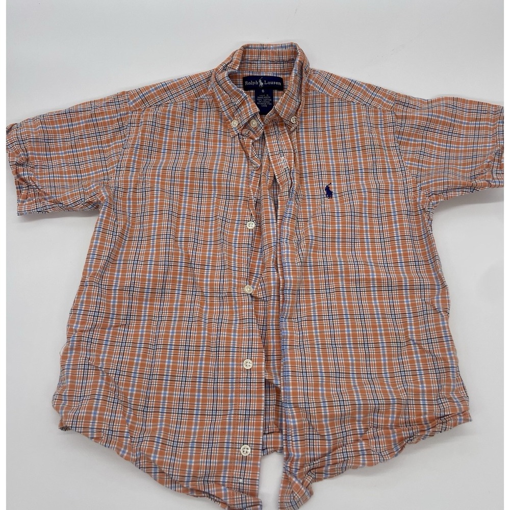 Boys Ralph Lauren button up shirt Size 6 Years short sleeve plaid Casual Summer